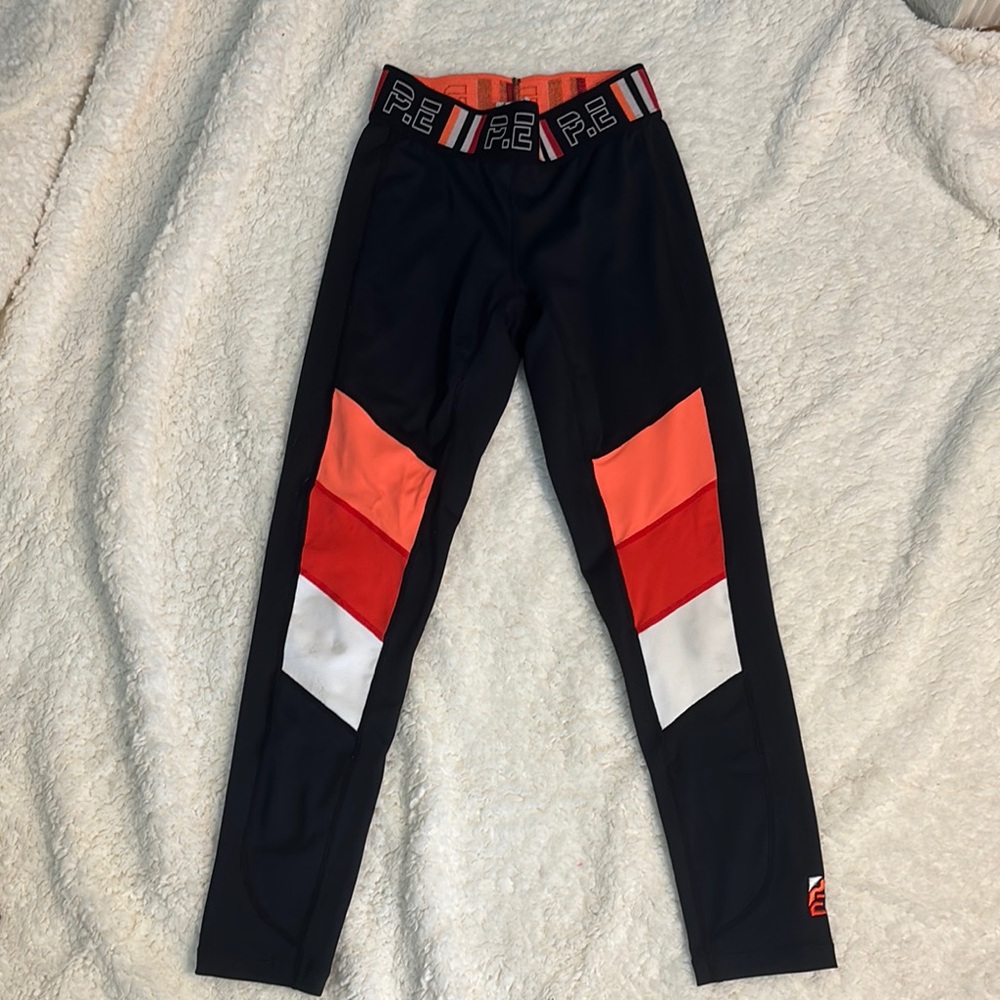 P.E Nation Colorblock Leggings - Black, Red, Orange, White